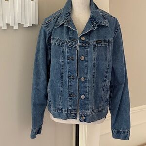 Vintage 90s Riveted by Lee Denim Blue Trucker Jean Jacket Women's XL